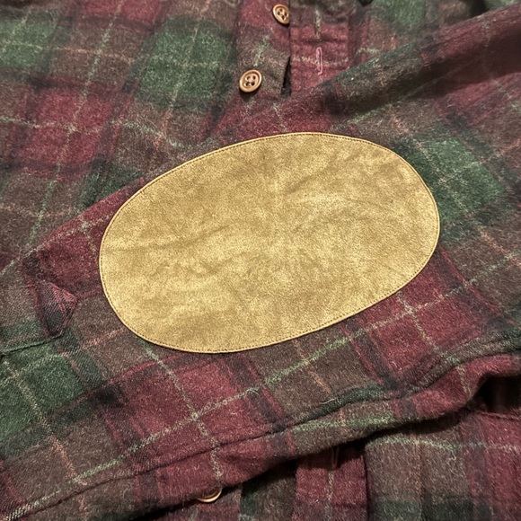 Vintage Polo Ralph Lauren Mens Button Up Plaid Leather Elbow Patches 100% Wool - Picture 4 of 6